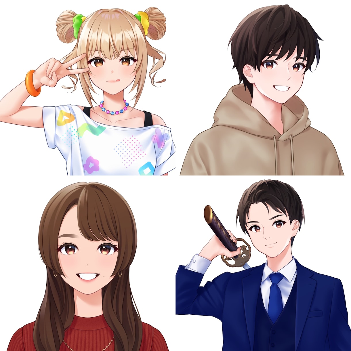 写真や文章から華やかな似顔絵を制作いたします CDジャケットのイラスト担当経験あり♪ イメージ3