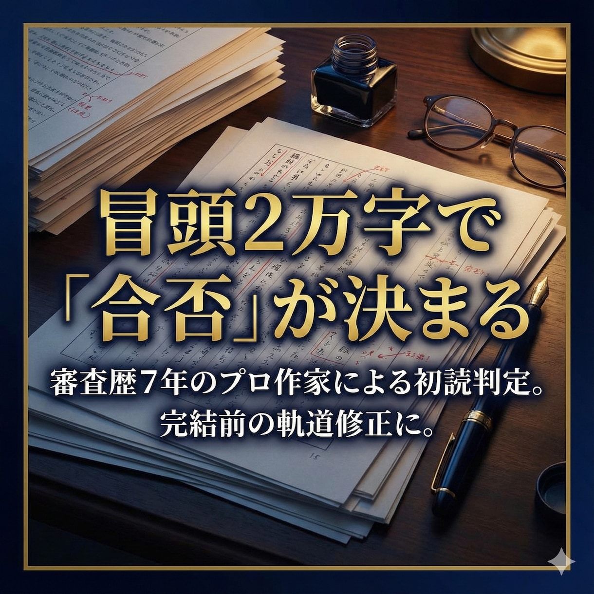 小説序盤をプロ基準に。プロが冒頭2万字を講評します 冒頭は物語の顔。審査員に「最後まで読みたい」と思わせます イメージ1
