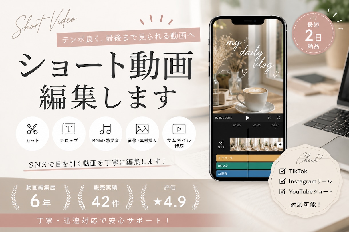 SNSショート動画向けvlog動画編集します 素材丸投げOK! Vlog動画編集 イメージ1