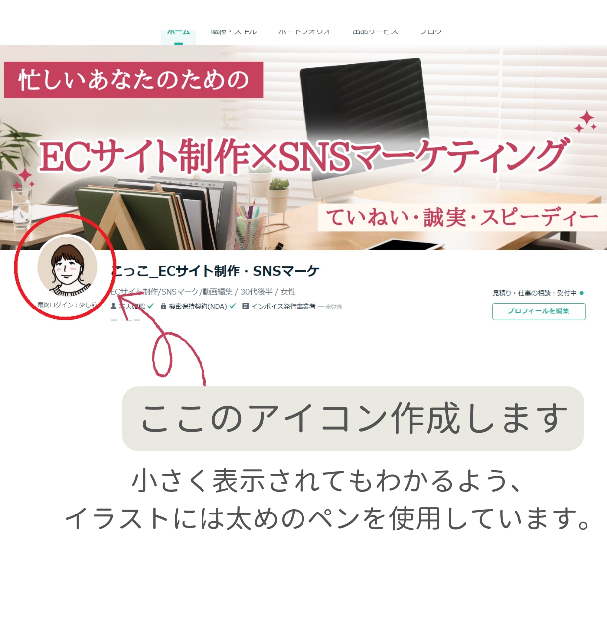 ココナラの似顔絵アイコン作ります 大人らしい似顔絵イラスト描きます！顔写真は出せない方に。 イメージ2