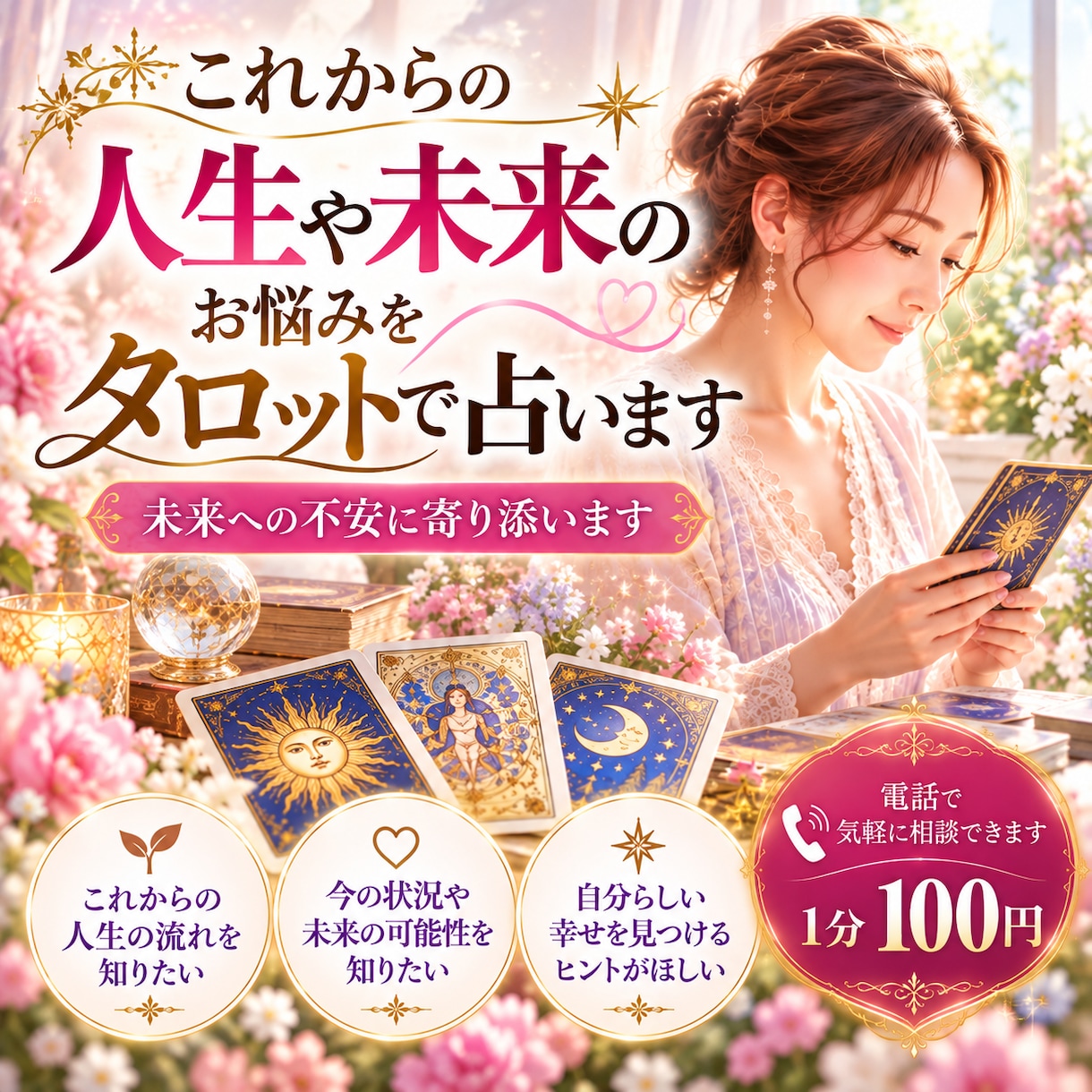 これからの人生や未来のお悩みをタロットで占います 【未来への不安に寄り添います】潜在意識書き換え×タロット イメージ1