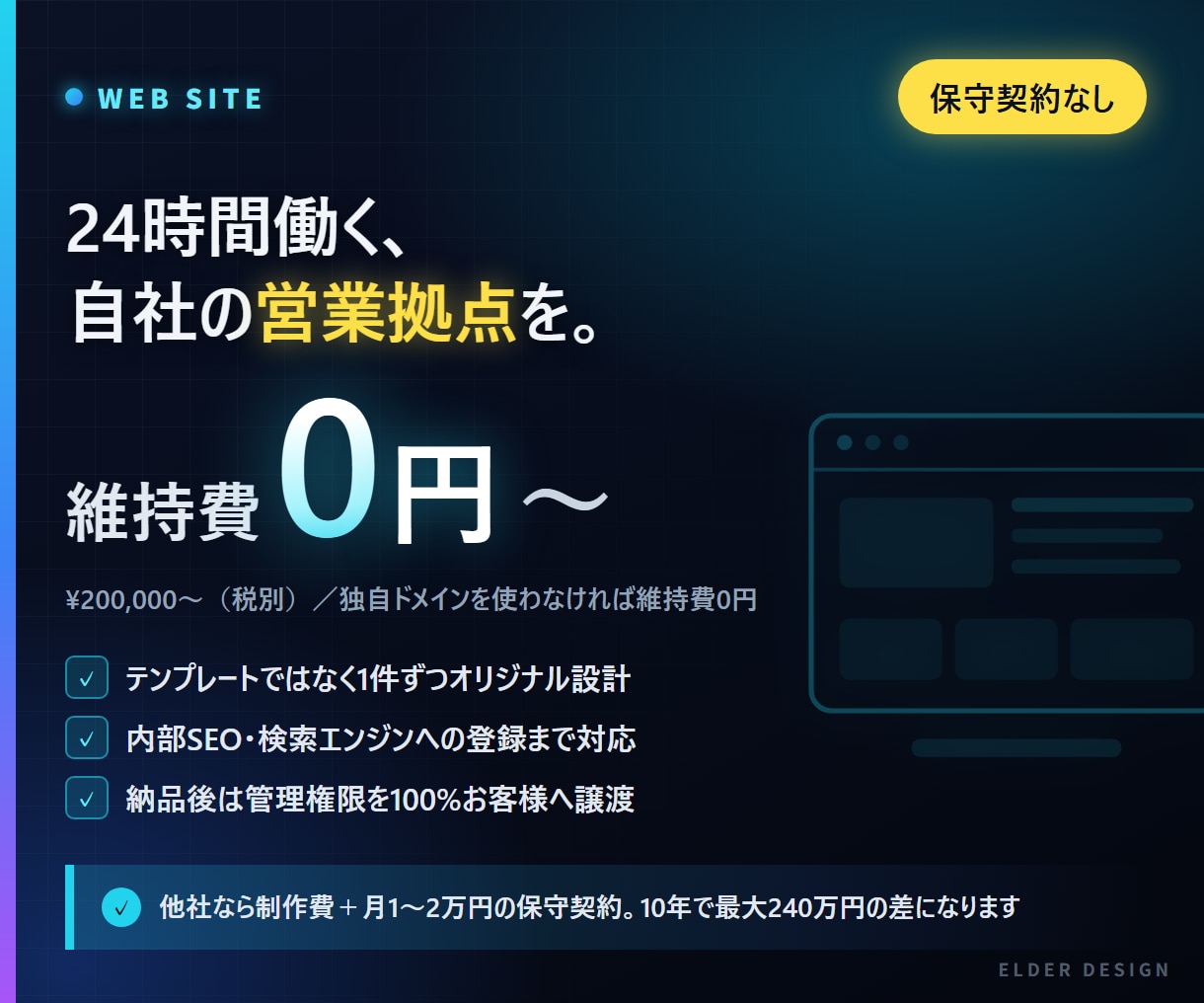 保守費0円で運用できるホームページを制作します 保守契約は不要。独自ドメインを使わなければ維持費も0円 イメージ1