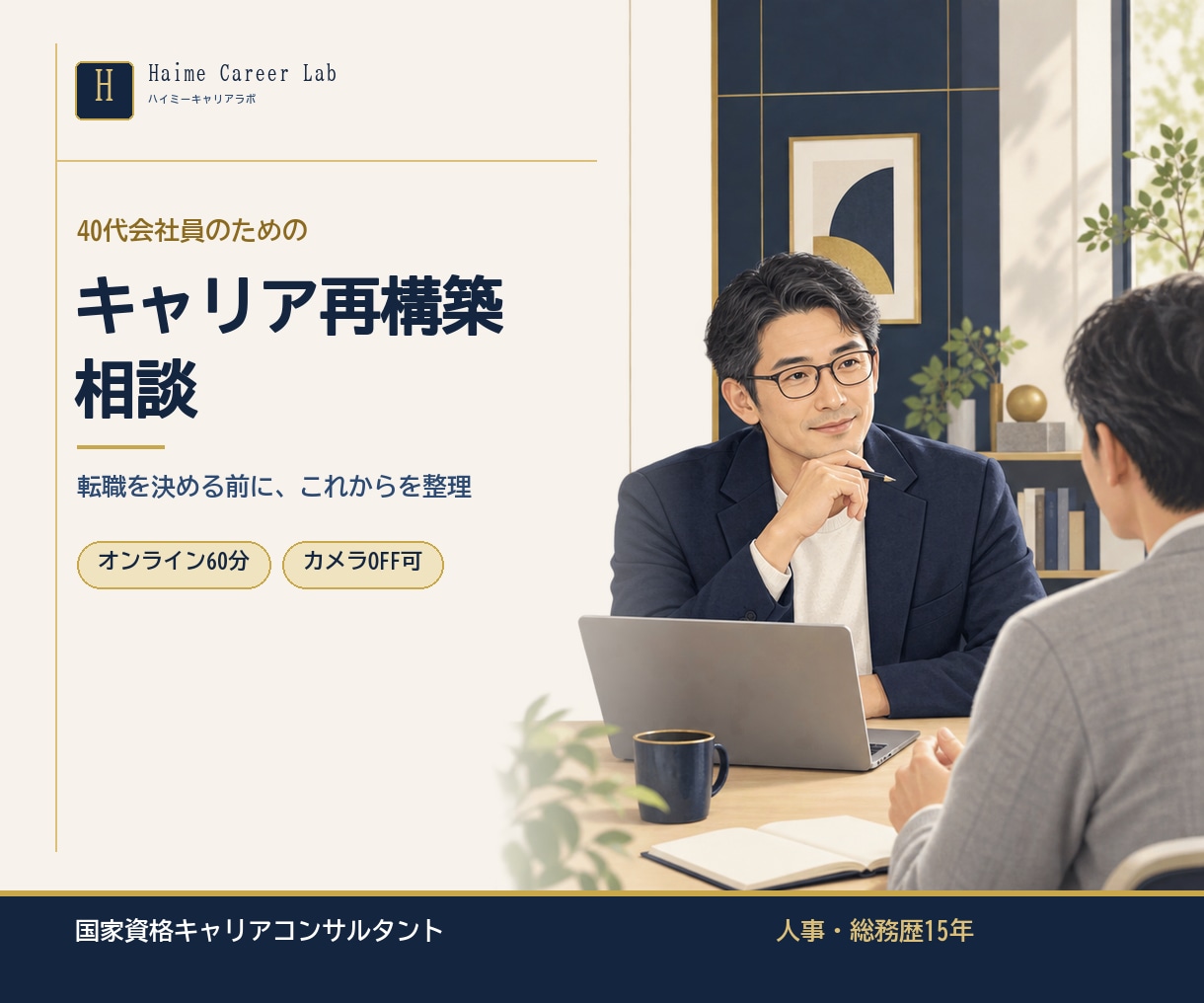 40代の転職・キャリアの迷いを整理します 転職・副業・現職継続。決める前に、いったん整理する60分 イメージ1