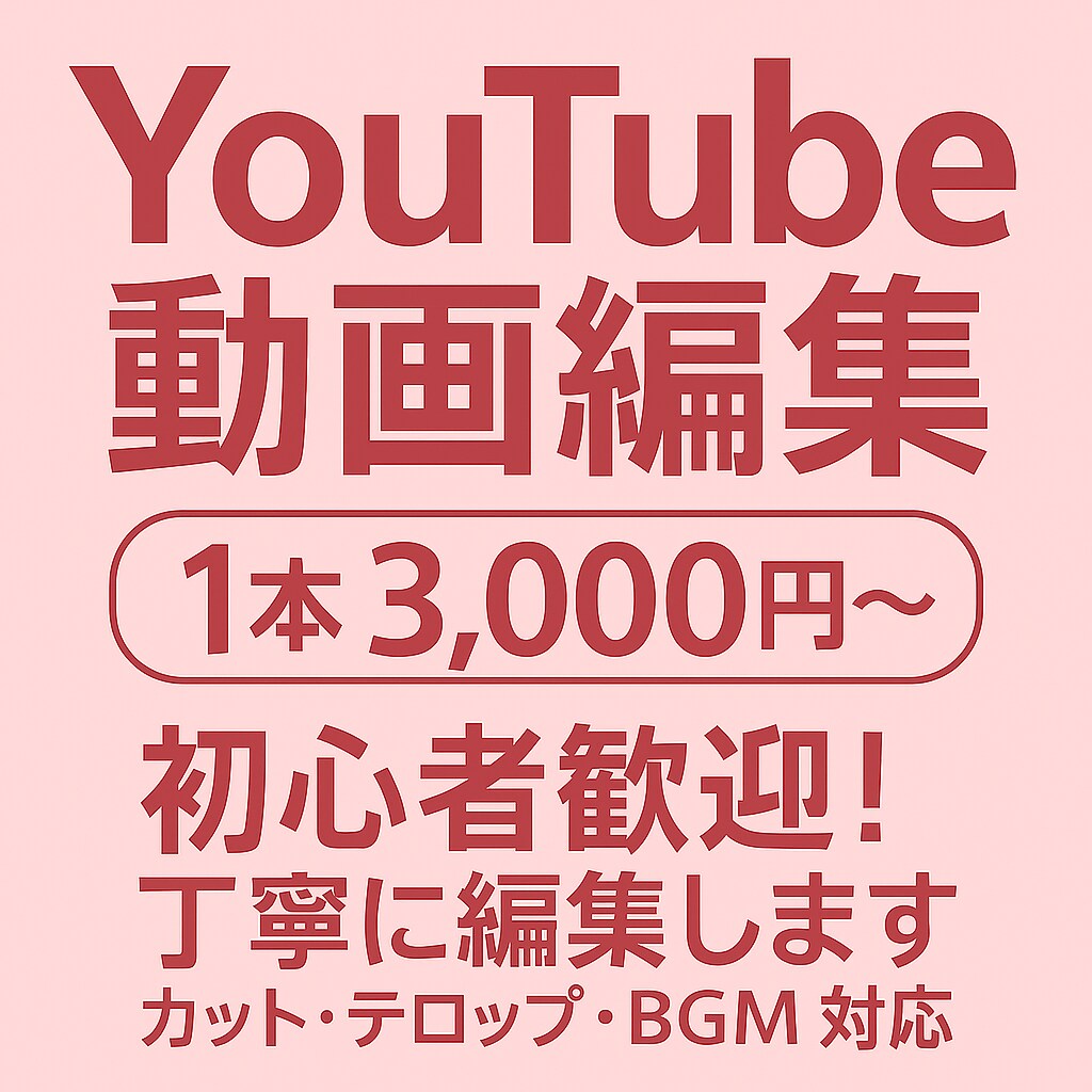 初心者歓迎！YouTube動画を丁寧に編集します 初心者向け価格！丁寧な対応と低価格でお答えします！ イメージ1