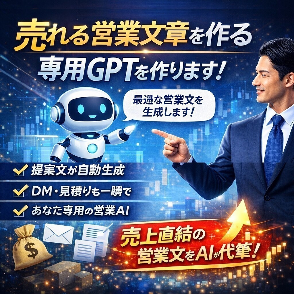 売れる営業文章を作る専用GPT作ります 提案文・DM・見積返信を“売れる型”で自動化 イメージ1