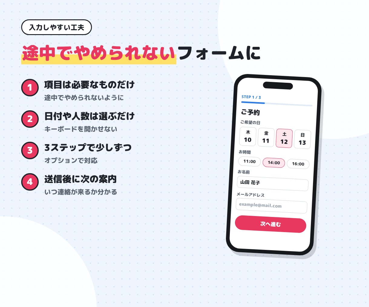 自動返信付きの問い合わせ・予約フォームを作ります 届いたらメールでお知らせ。スプレッドシートにも自動で記録 イメージ3