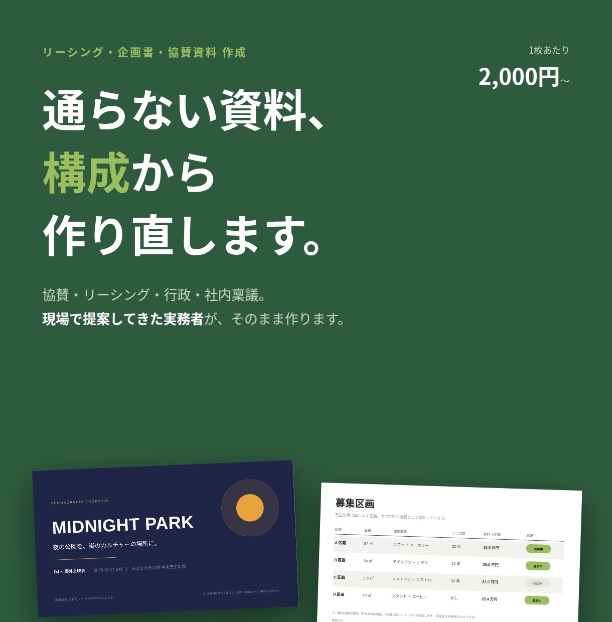 リーシング・企画書・協賛資料作成します 協賛・行政・社内稟議｜通すための構成から設計します イメージ1