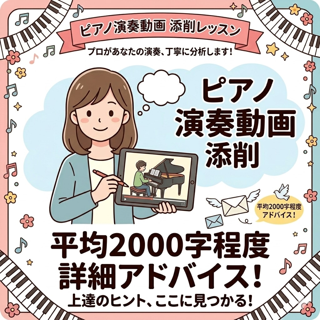 現役ピアノ講師が動画添削レッスンをします 良い部分､上達ポイント､練習法などを丁寧に細かくお伝えします イメージ1