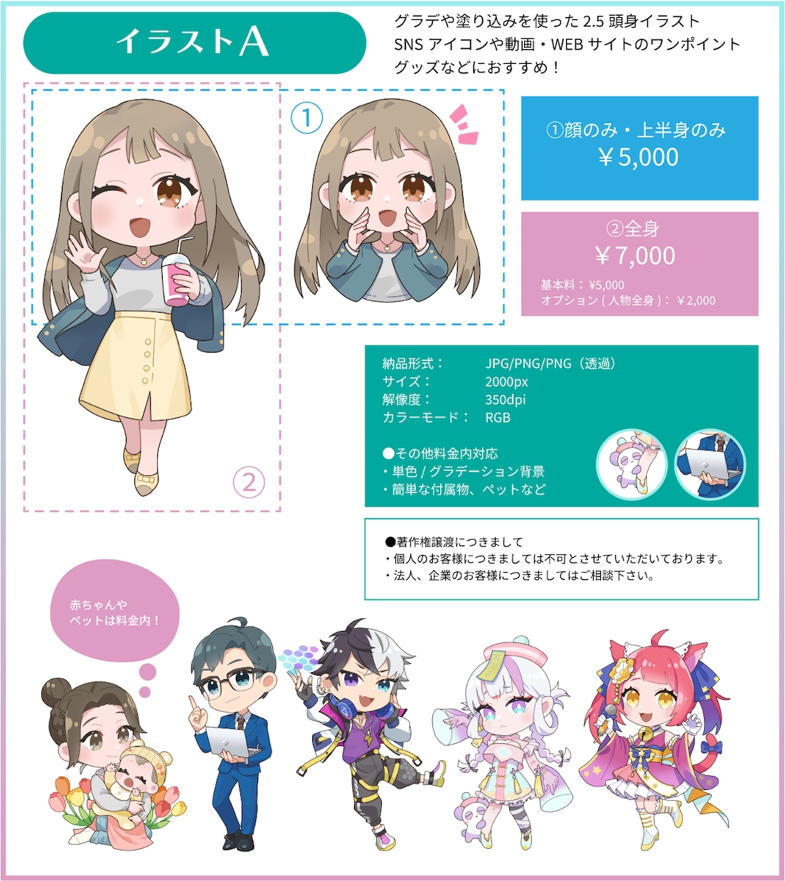 商用OK！ちびキャライラストお描きします SNS/ブログアイコン/動画などに！お気軽にご相談ください。 イメージ2