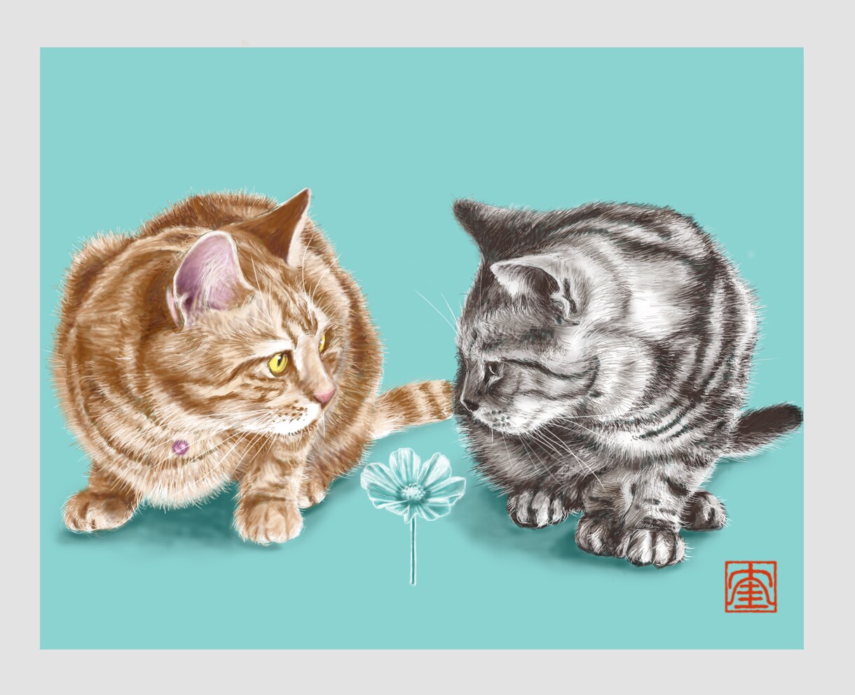ペットの似顔を雰囲気ある小物や背景入れて描きます お家のペットイラストでインテリア、グッズ作りを楽しめます。 イメージ7