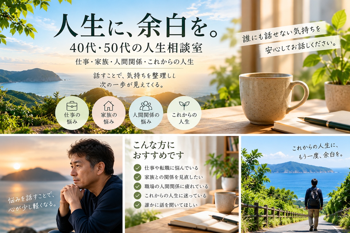 40代50代の職場や人間関係の悩みをお聞きします 管理職経験者が仕事のモヤモヤを一緒に整理します イメージ1