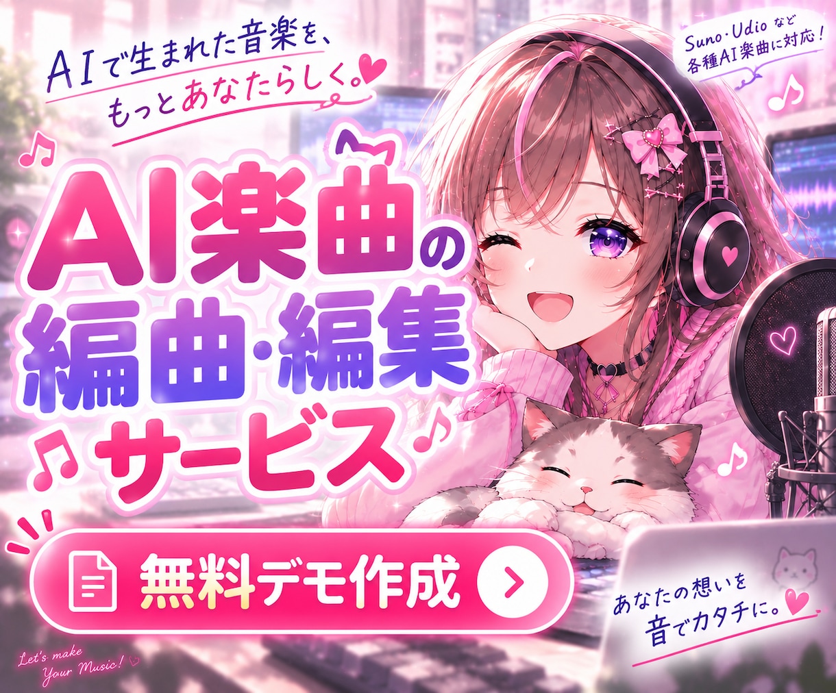 生成AI音楽の編曲・ミックスマスタリング編集します AI曲をあなたが歌ってみませんか？キー変更可/最短1週間納品 イメージ1