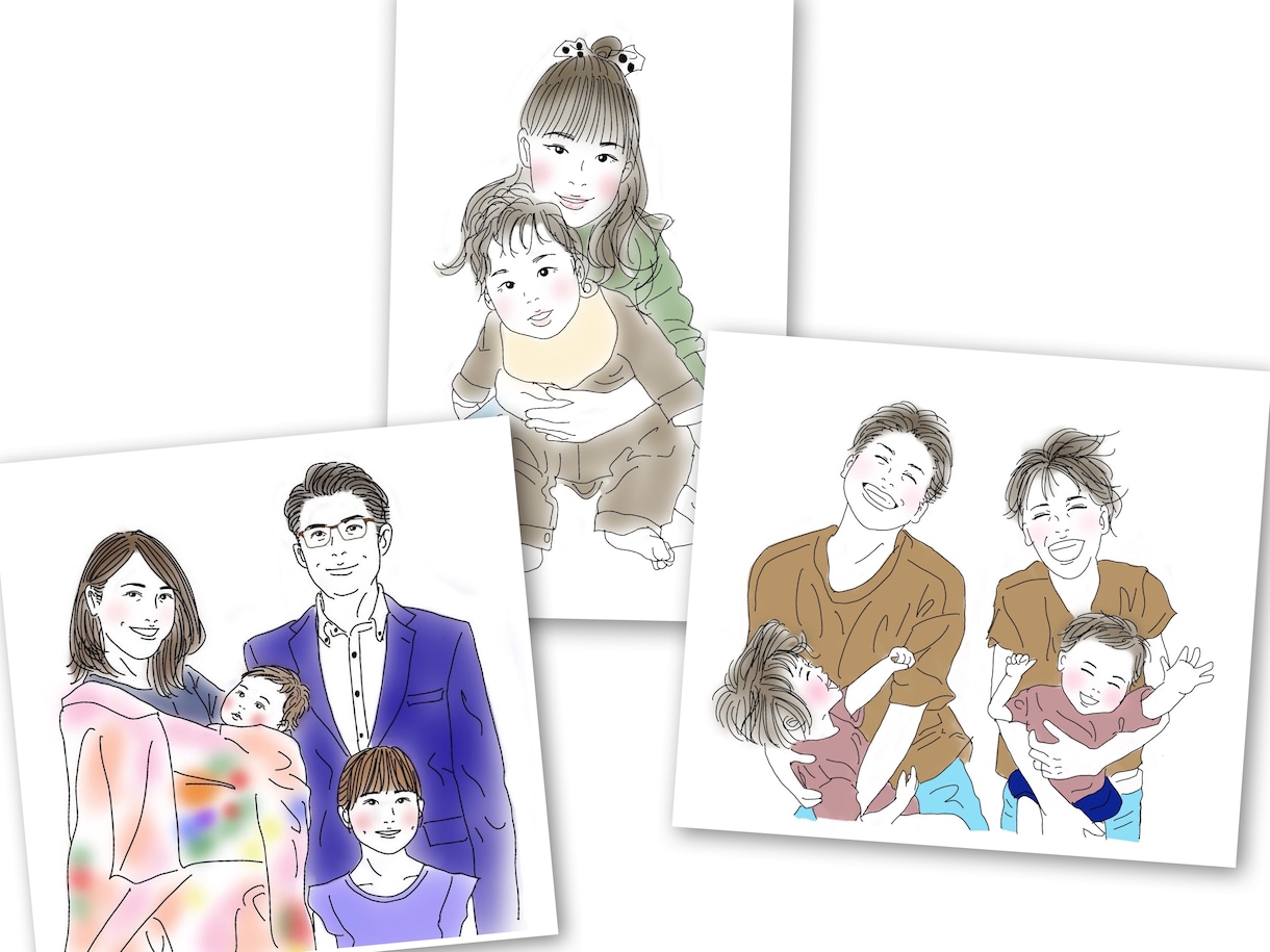 写真を元に温かみのある可愛い似顔絵を描きます お気に入りの写真をほっこり可愛いイラストにします♡ イメージ3