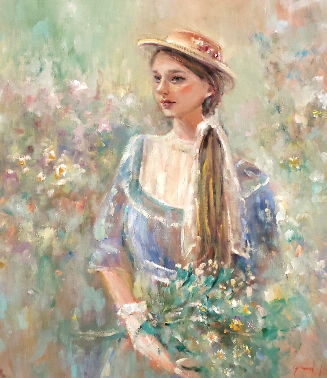 印象派のようなタッチのプロの画家が油絵を制作します サイズ:F10/額付/表紙絵/お部屋やオフィスに飾る絵/贈答 イメージ1