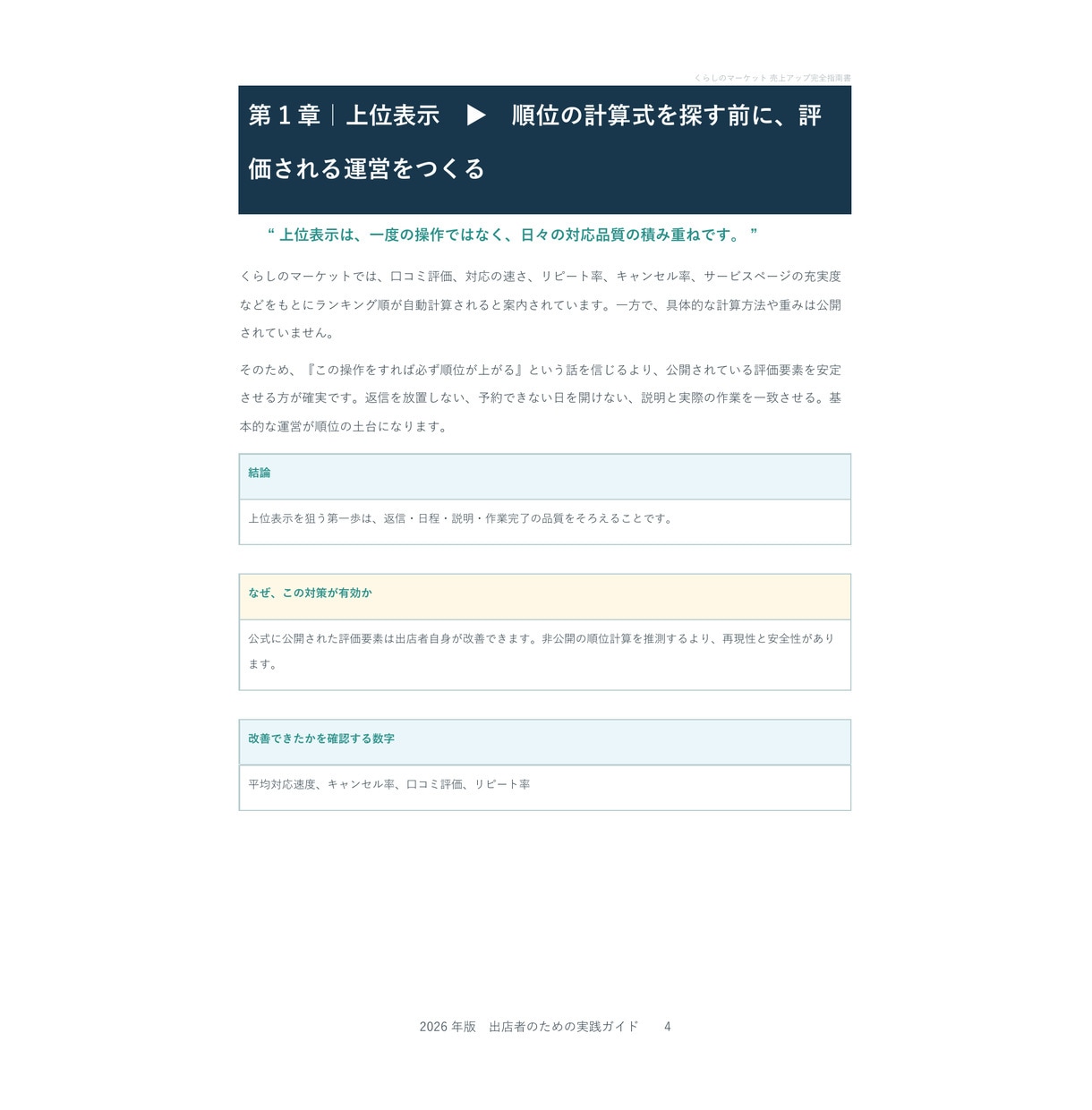 くらしのマーケット売上改善法を解説します 上位表示・予約率・顧客対応を29ページで解説 イメージ2