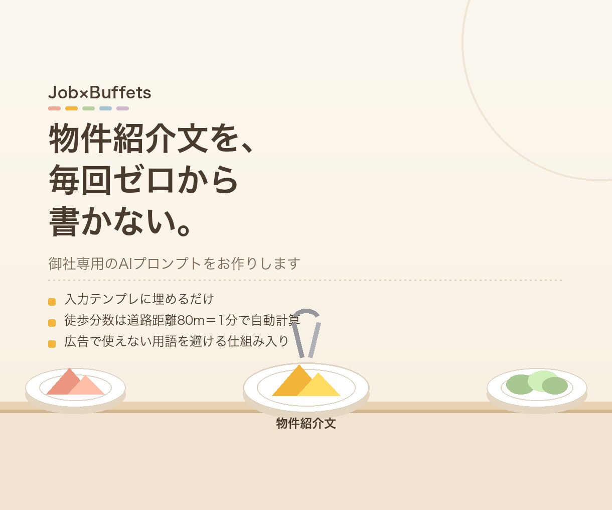 物件紹介文を、情報を埋めるだけで作れる形にします 物件情報を埋めれば、賃貸の広告文が出てくる状態にします イメージ1