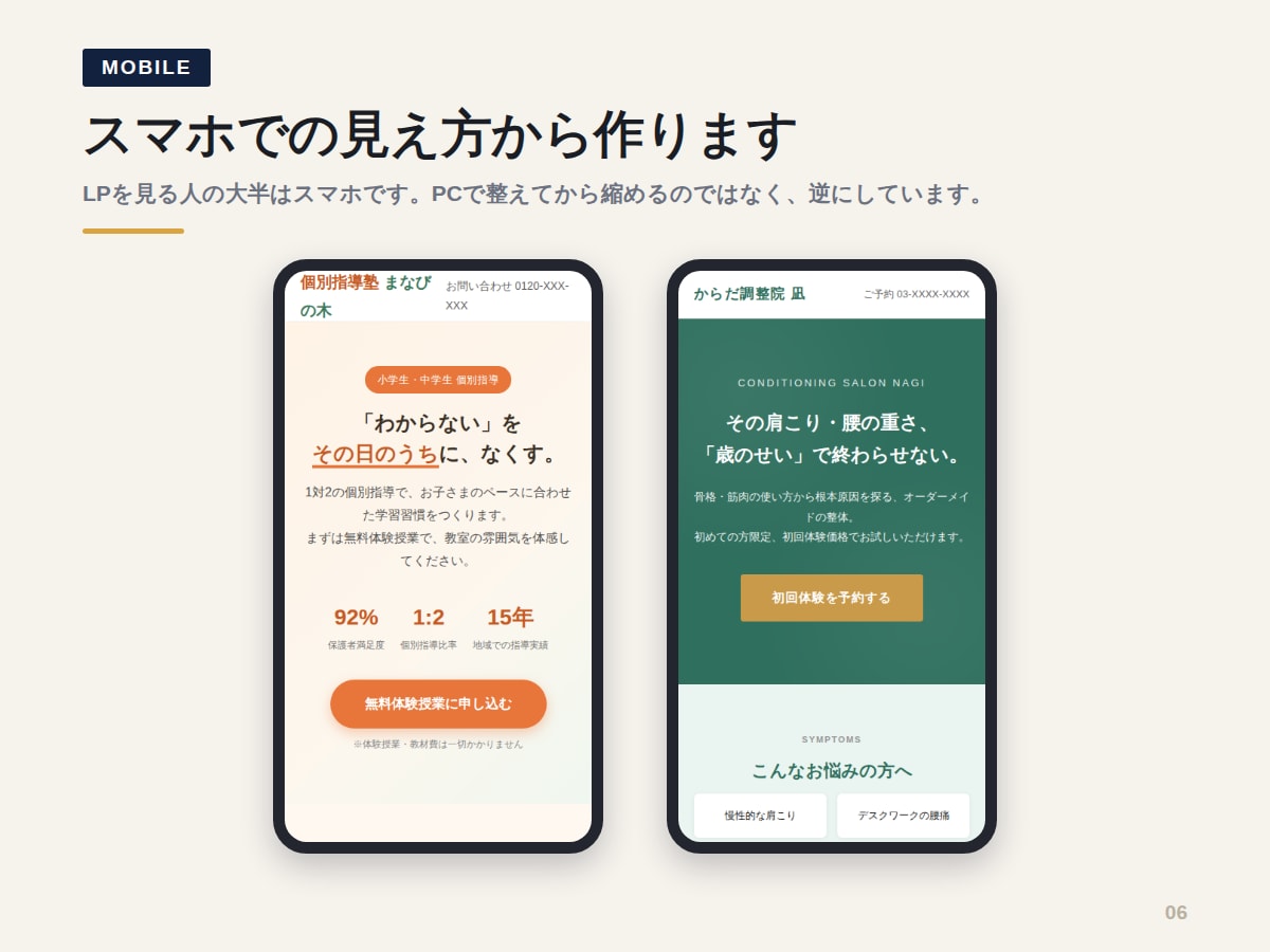 スマホで読まれるLP・ホームページを作ります 構成の設計から。HTML一式でお渡しします イメージ7
