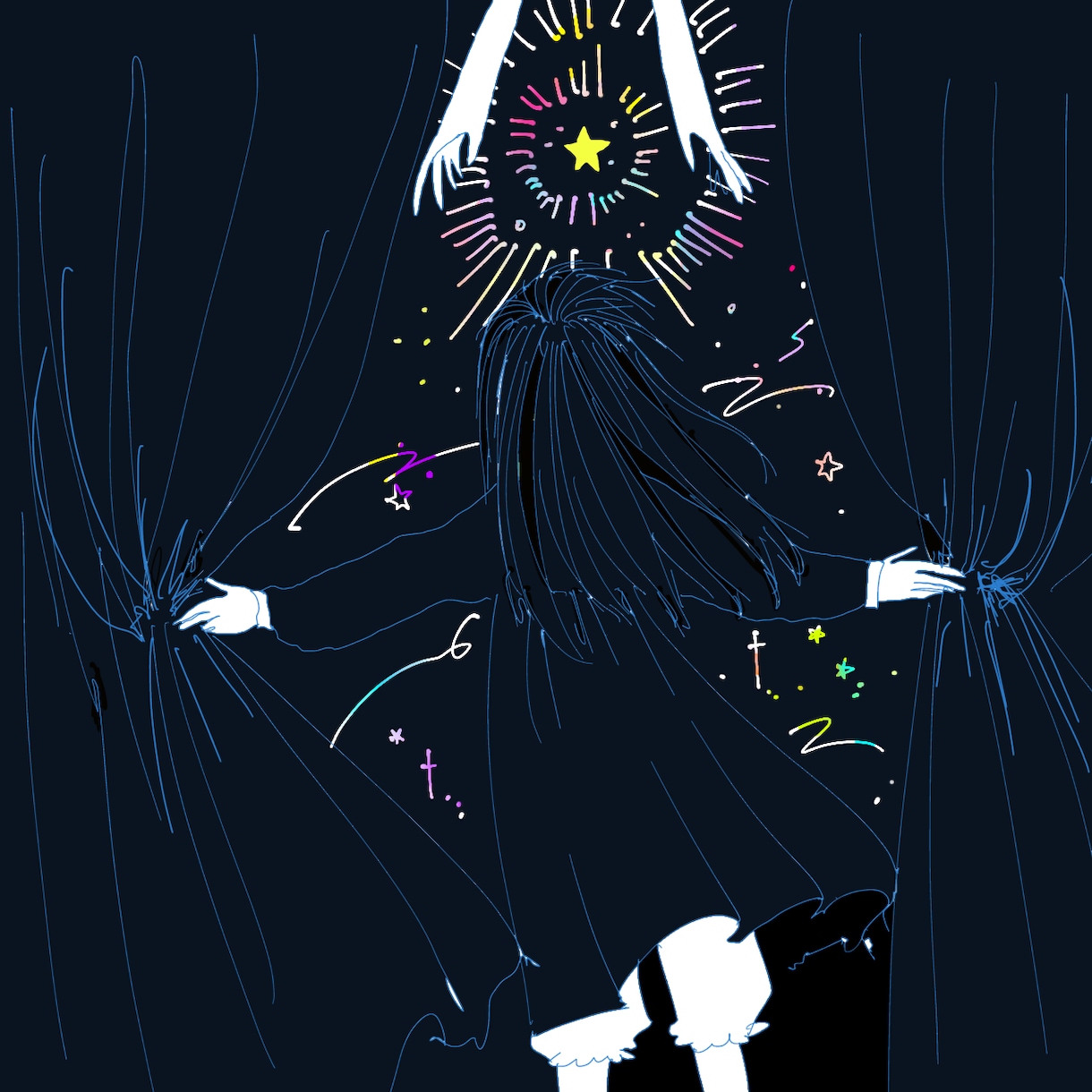 闇に寄り添うシンプルなイラストを作成します 暗さがあるけれどどこかあたたかい、シンプルなイラスト イメージ1