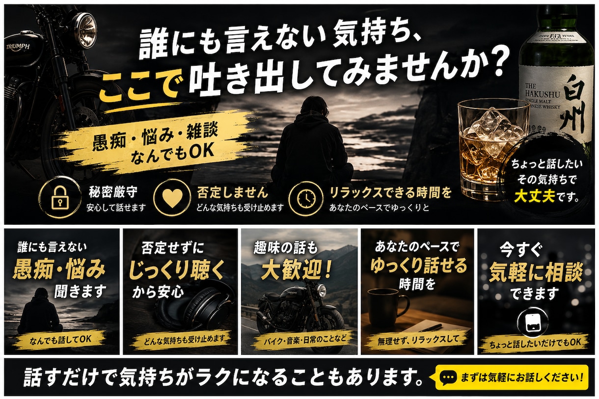 愚痴も悩みも何でも聞きます ちょっと誰かと話したい、そんな時にどうぞ！ イメージ1