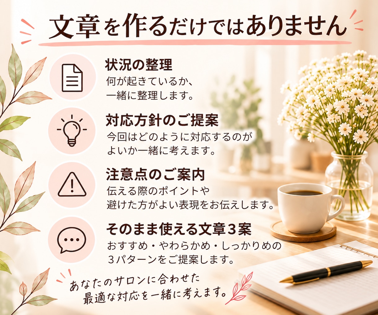 美容サロンの困った顧客対応を一緒に考えます 対応方針からそのまま送れる文章までご提案します イメージ3