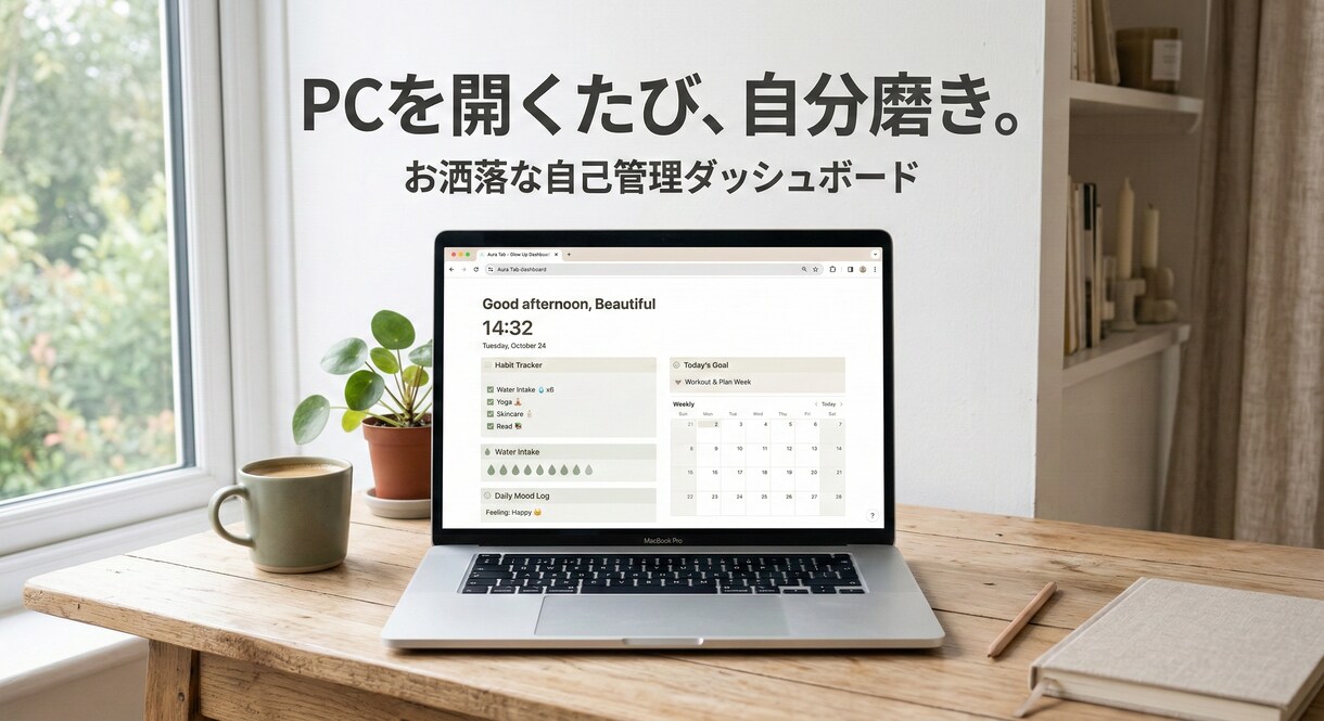 お洒落なPC環境へ！自己管理ツールを提供します PCを開くたび気分が上がる！お洒落な自己管理ダッシュボード イメージ1