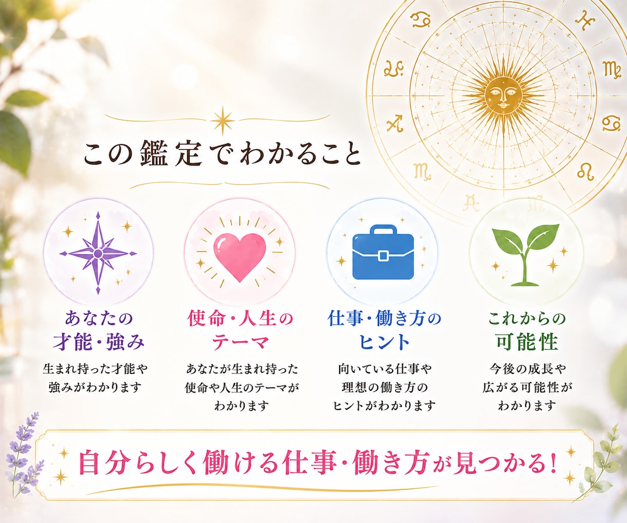 天職鑑定★才能や使命、仕事の適職を読み解きます あなたの魂が望んでいることは？★仕事の悩みを紐解く占星術鑑定 イメージ2