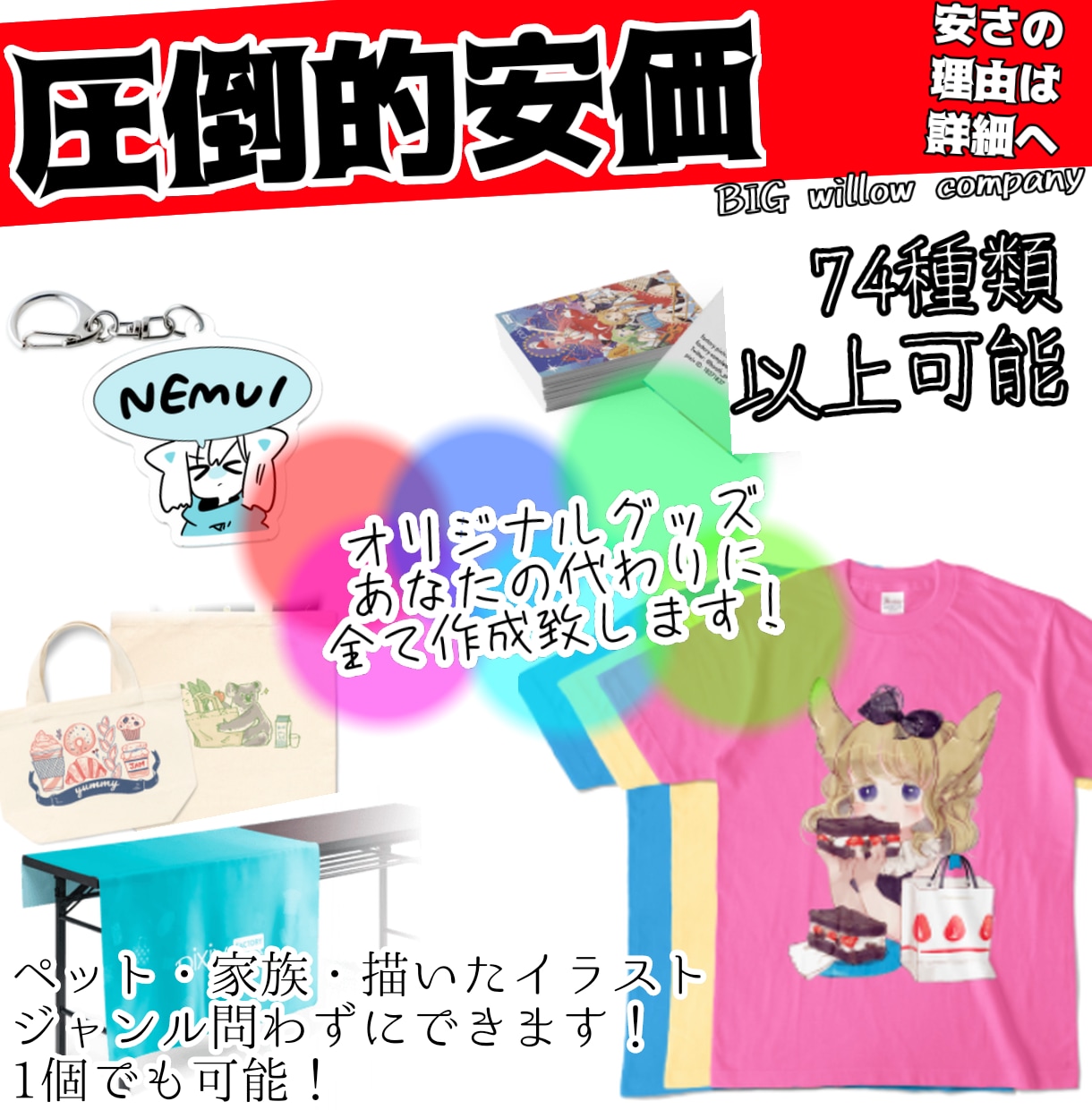 企業・個人問わず！オリジナルグッズ作成発送致します 1個～大量可能！個人の趣味から、企業イベントまでなんでも！ イメージ1