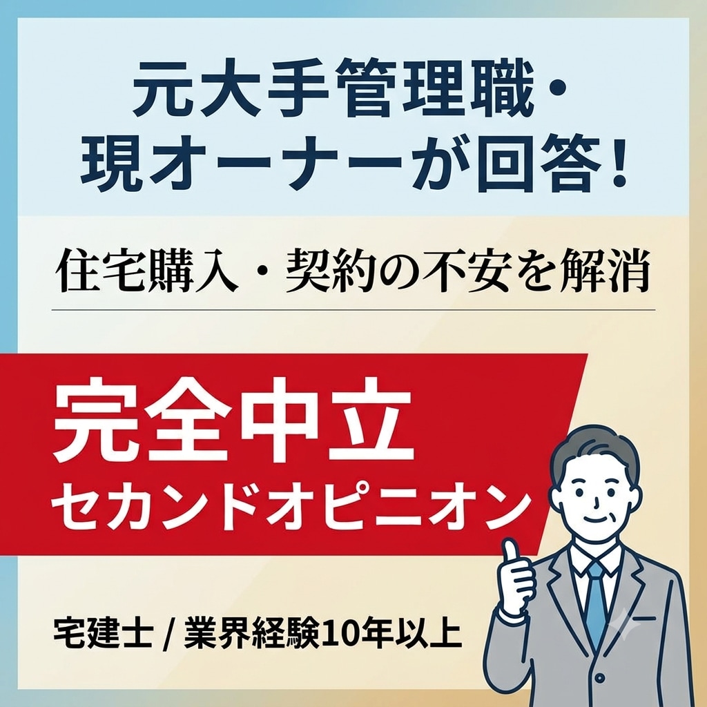 元大手不動産管理職が購入や契約の悩みを解決します 元大手管理職・現オーナーが完全中立でアドバイスします！ イメージ1