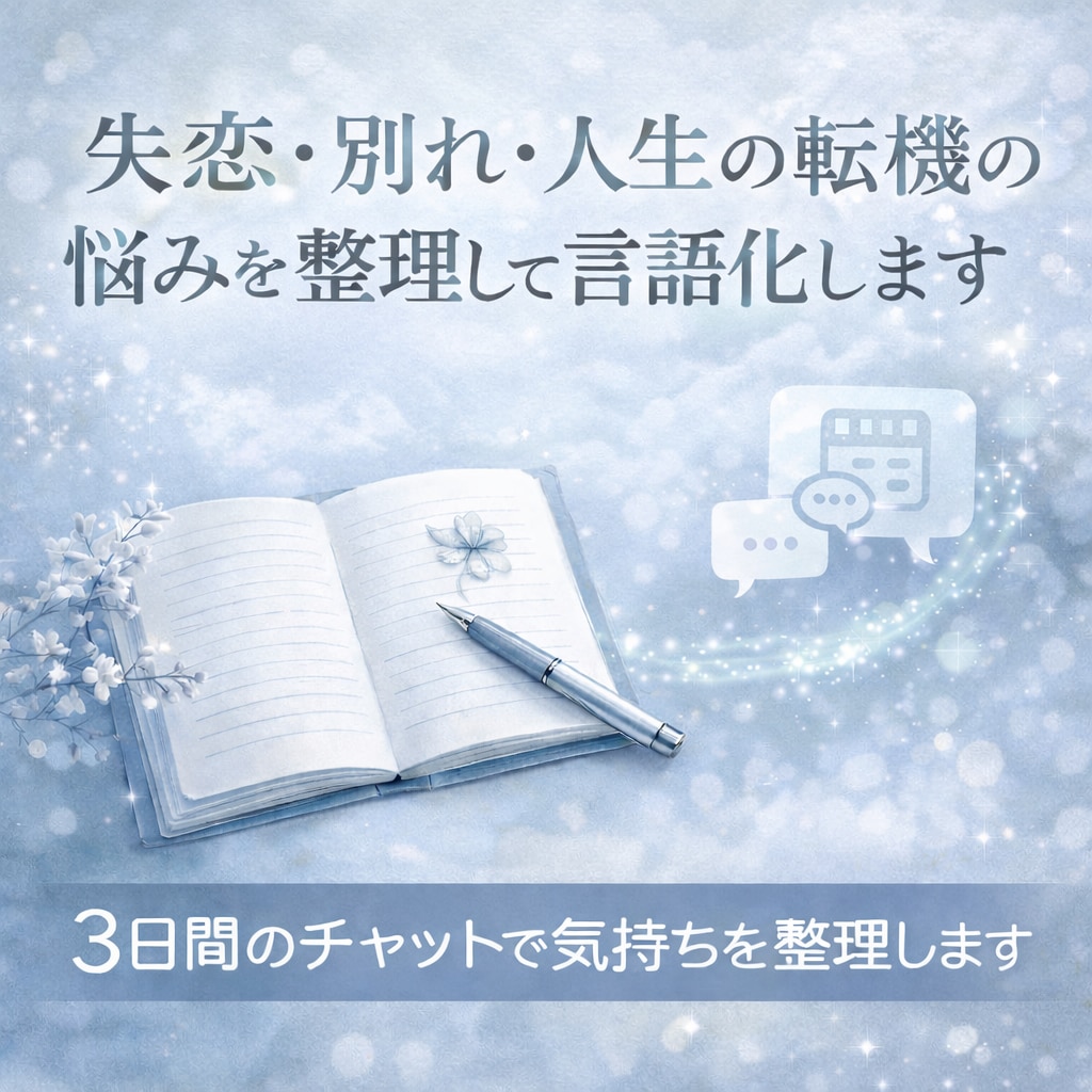 失恋・別れ・人生の転機の悩みを整理して言語化します お話を聞かせてください。3日間のチャットで気持ちを整理します イメージ1