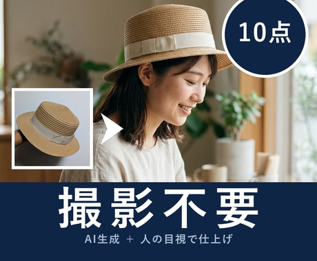 商品写真からAIモデル着用画像を10点作ります 撮影不要。商品写真1枚からモデル着用画像10点。相談無料 イメージ1
