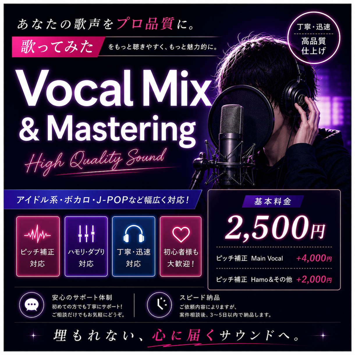 歌ってみたを高品質にします 埋もれない歌声へ、魅力を最大限に。 イメージ1