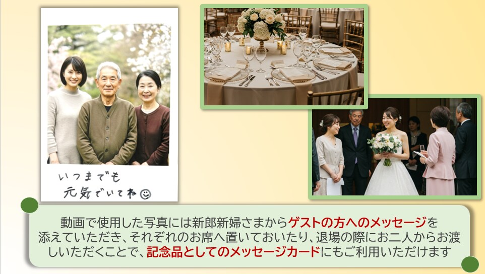 ゲストへのギフトも兼ねた結婚式のEDを作ります 出席者の写真で感謝を伝えるED。写真はメッセージカードに！ イメージ3