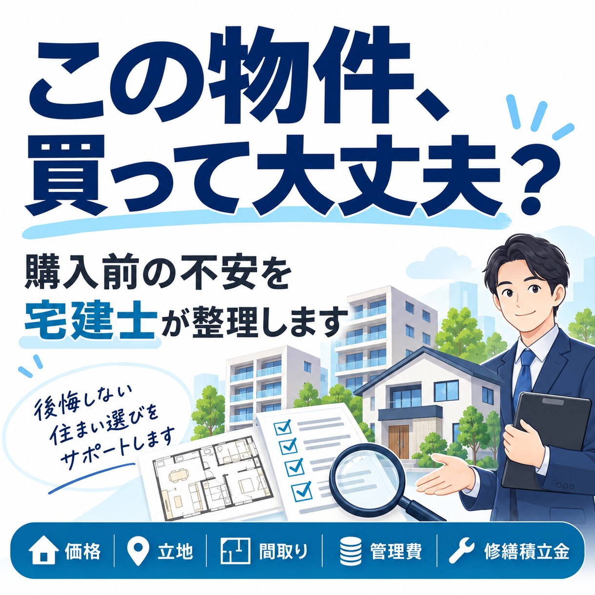 物件URLだけで購入前のポイントを整理します 営業担当に聞くこと・内覧時の確認点を宅建士が整理します。 イメージ1
