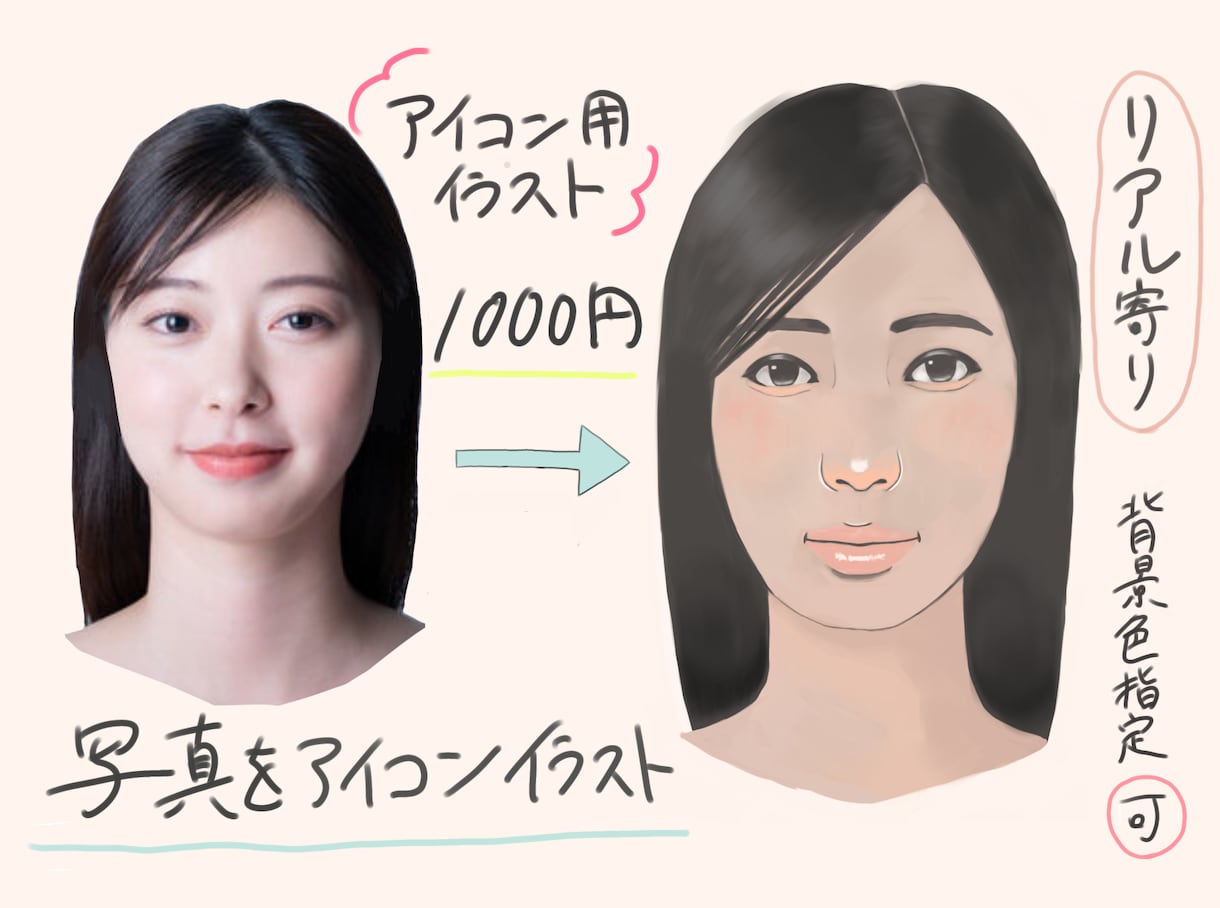 アイコン用のイラスト作成します あなたの写真をイラストアイコンに イメージ1