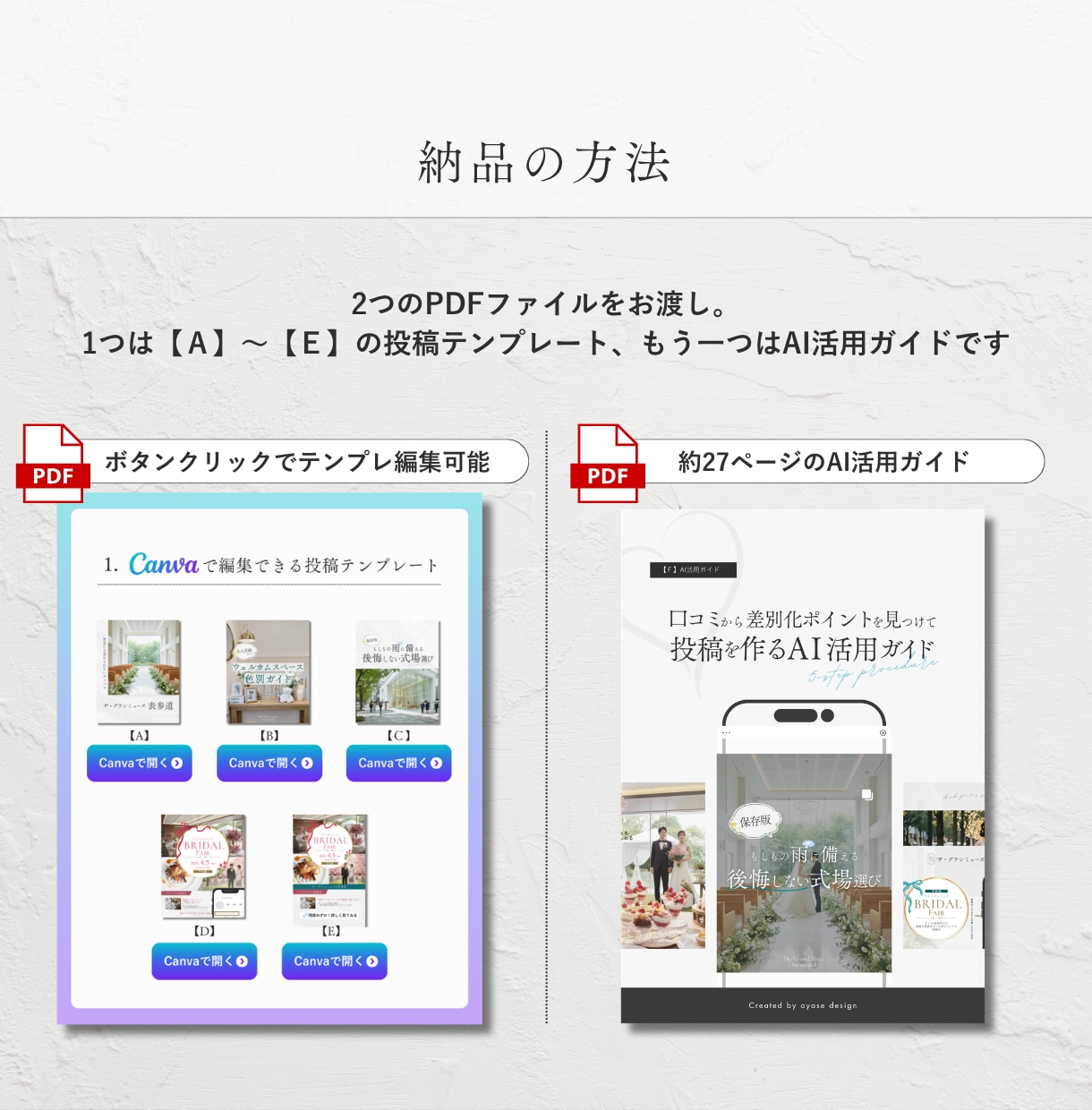 ブライダル向けインスタ投稿セットを販売します Canvaテンプレート36枚+AI活用ガイド付き イメージ3