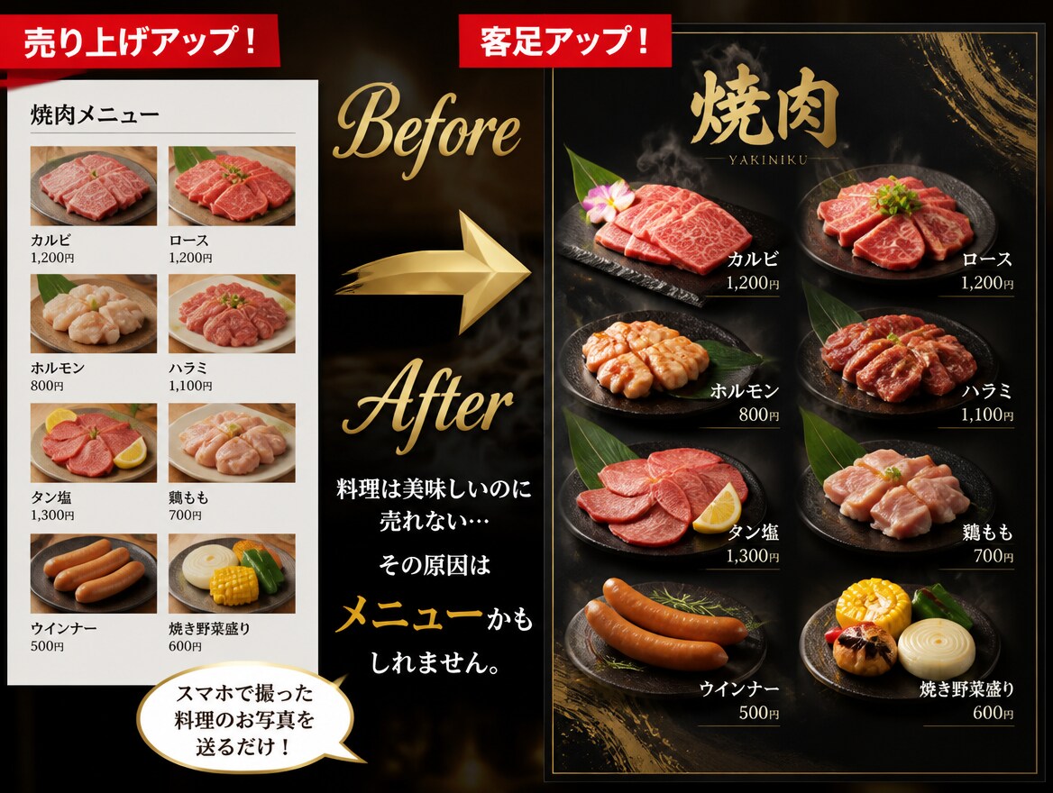 写真一枚送って下さい！プロ級映えメニュー制作します 超ハイクオリティーなメニューで客足、売上、リピ率大幅UP！ イメージ4