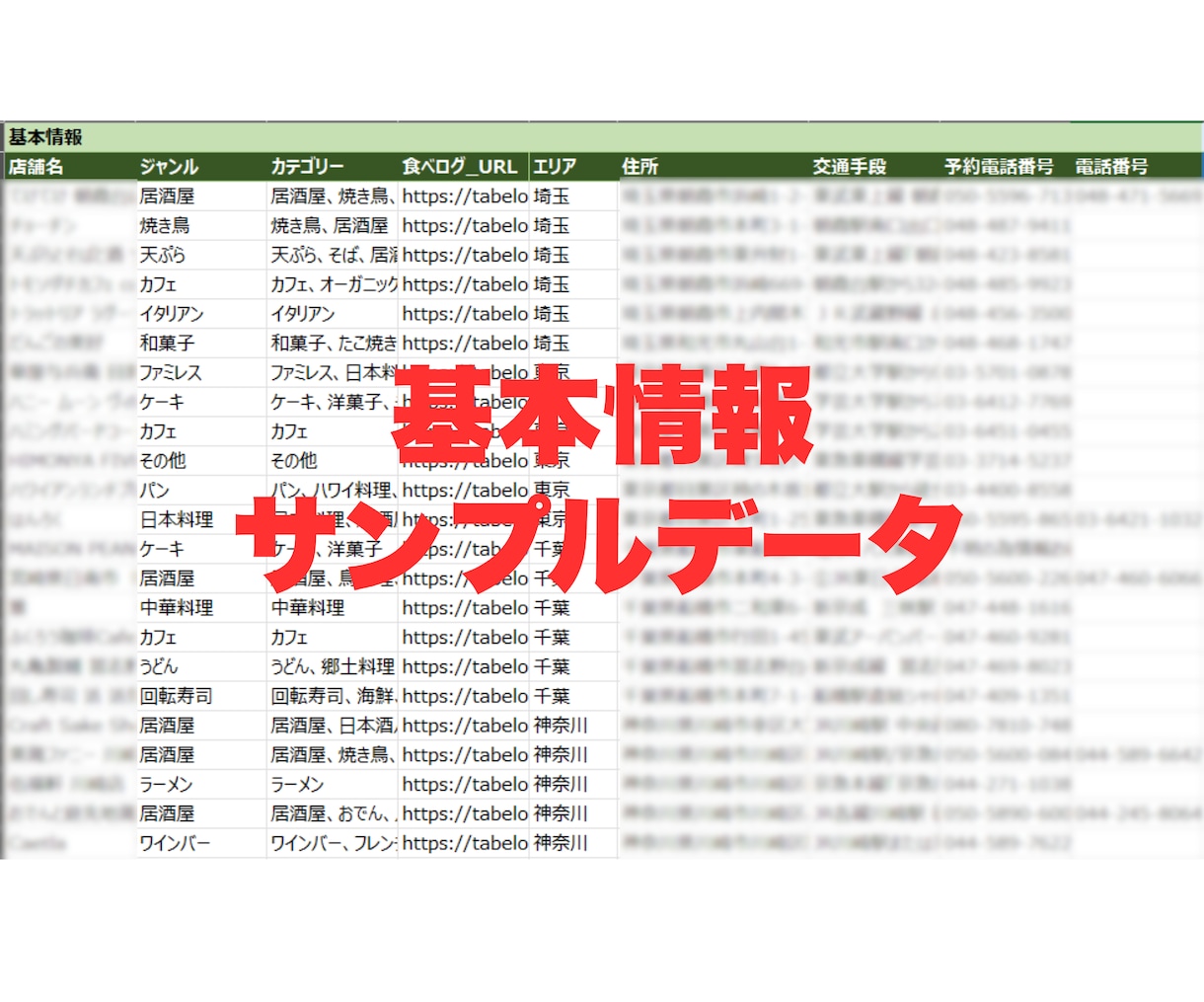 食べログ✅掲載飲食店法人営業リストを提供します 関東圏データは即納可能！低価格でご提供します！ イメージ2