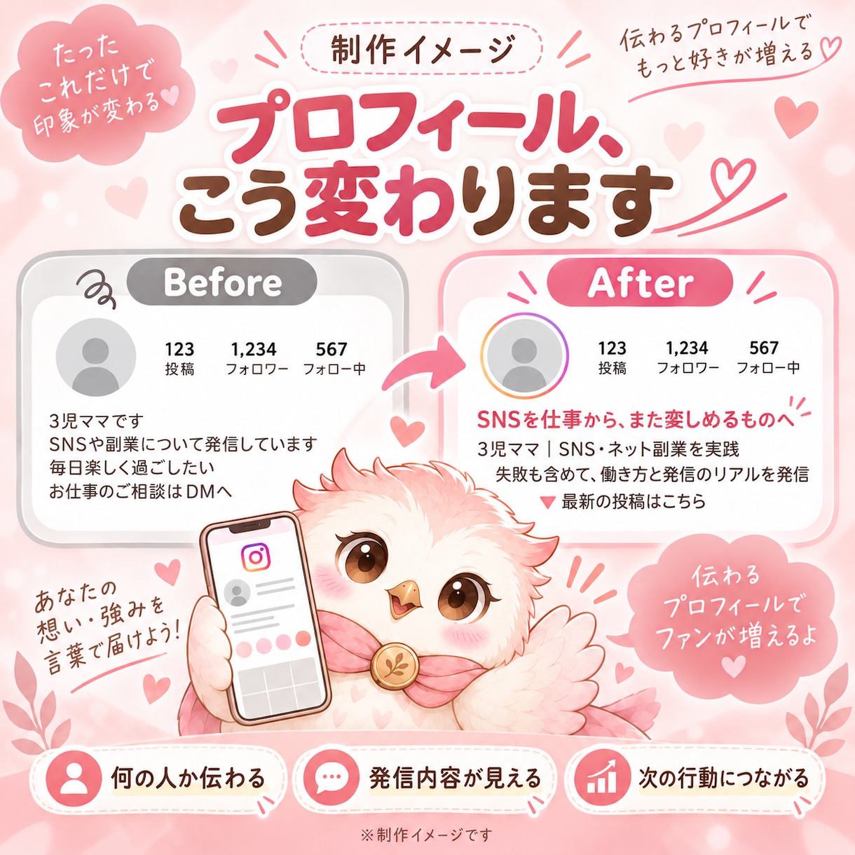 Instagramプロフィールを丸ごと改善します 名前欄・自己紹介・CTAまで完成文でお届け イメージ2