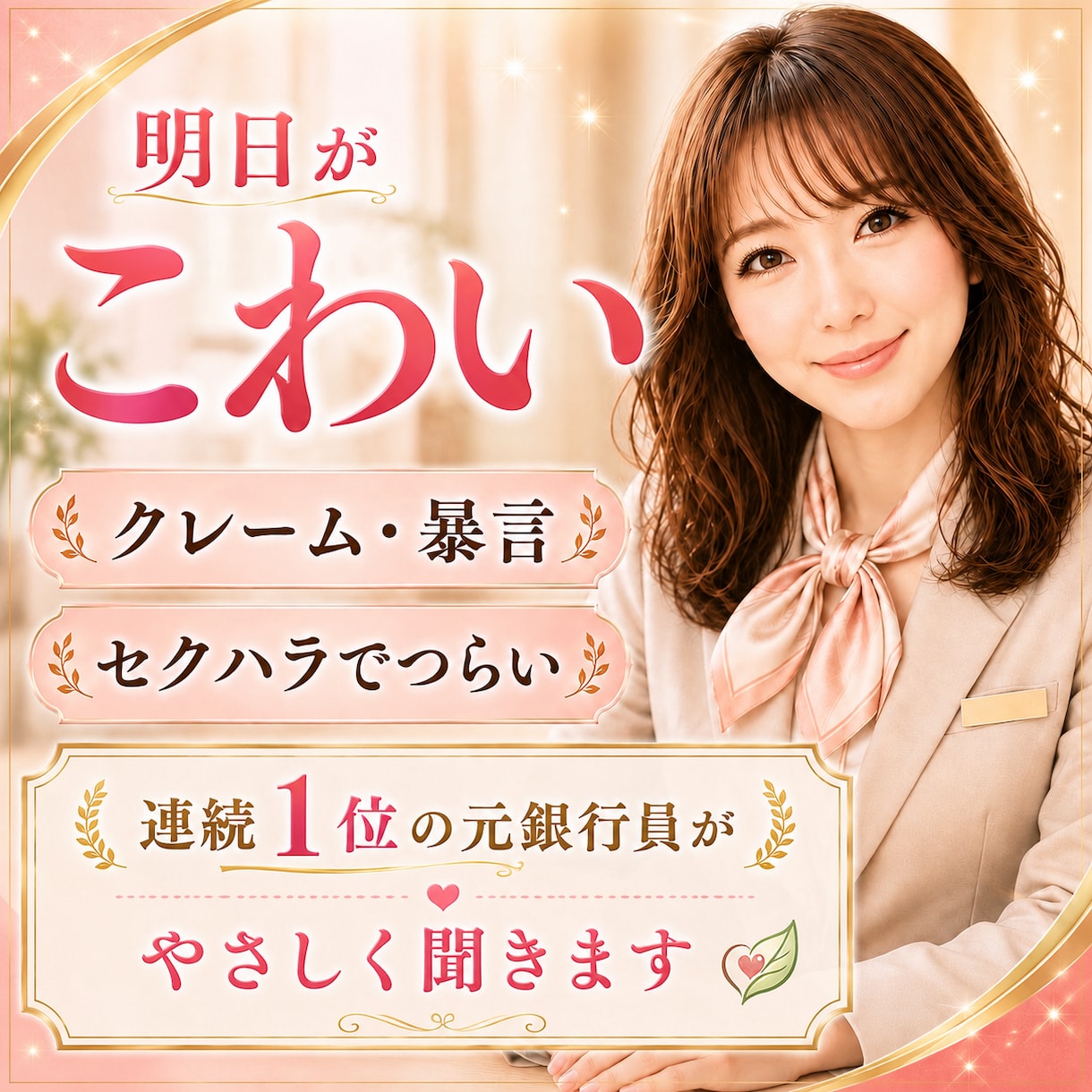 連続１位の元銀行員が銀行窓口のつらさを聞きます 接客・人間関係・声かけ・セールスの不安を整理します イメージ1