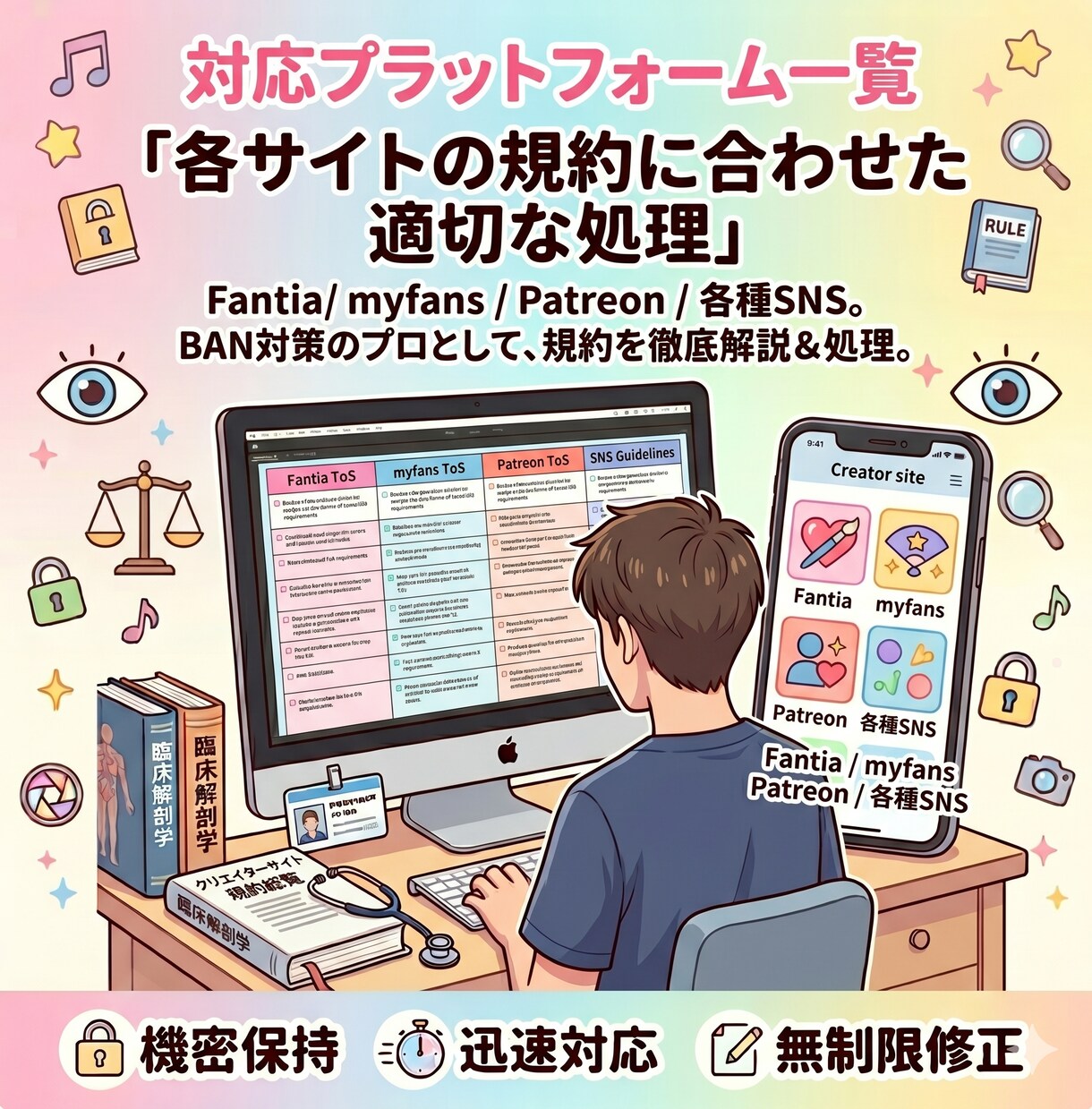 モザイク入れ＆特定防止チェックをプロが代行します 医療系編集の緻密さで反射・背景・音を徹底ガード。 イメージ6