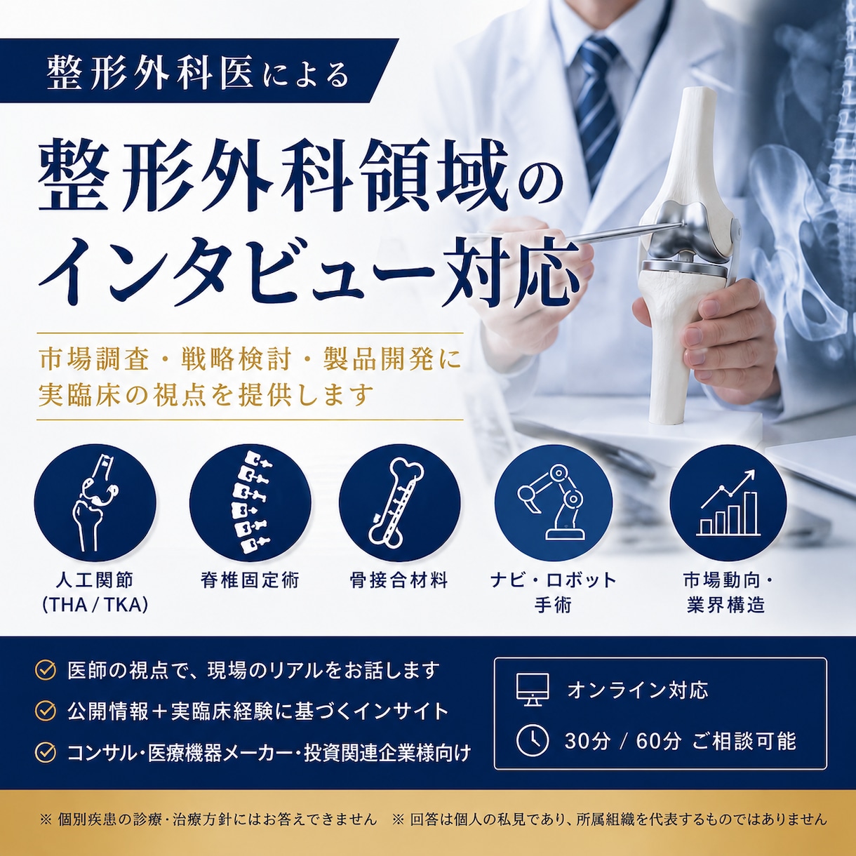整形外科領域のインタビューを行います 市場・臨床インタビュー対応します イメージ1