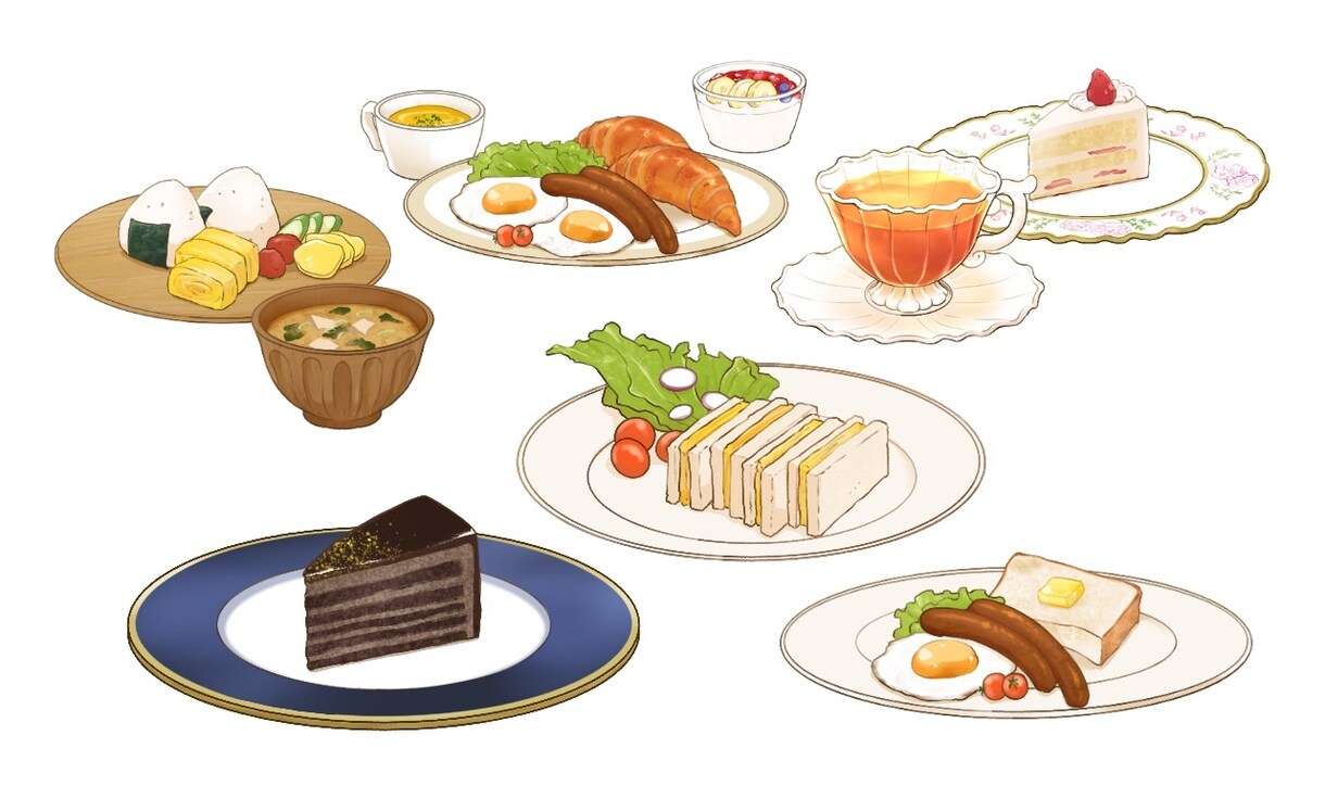 配信向け食べ物や小物イラスト描きます 朝配信、雑談などのお供にあなただけの小物をどうぞ イメージ1