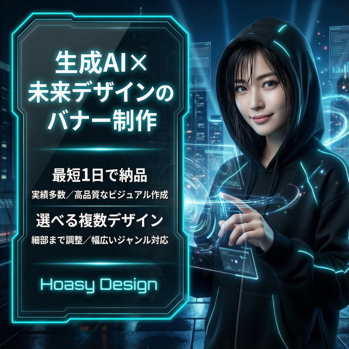 生成AIで未来感あふれる次世代バナーを制作します 高品質・高速納品・複数デザイン提案であなたの収益化を支援！ イメージ1