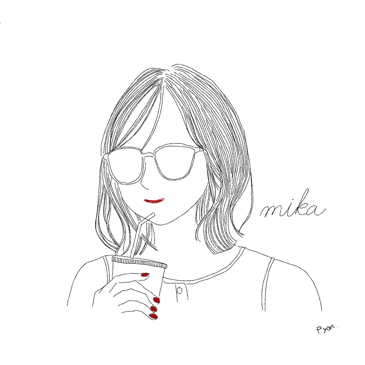 インスタ等で使えるおしゃれ繊細線画アイコン描きます 小物orカラーいずれか1点まで無料♪商用利用可◎ イメージ3