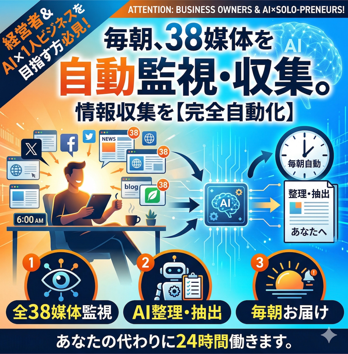コピペで完成！AI情報収集システム販売します 情報収集を自動化して、ライバルより早くトレンドを掴む イメージ1