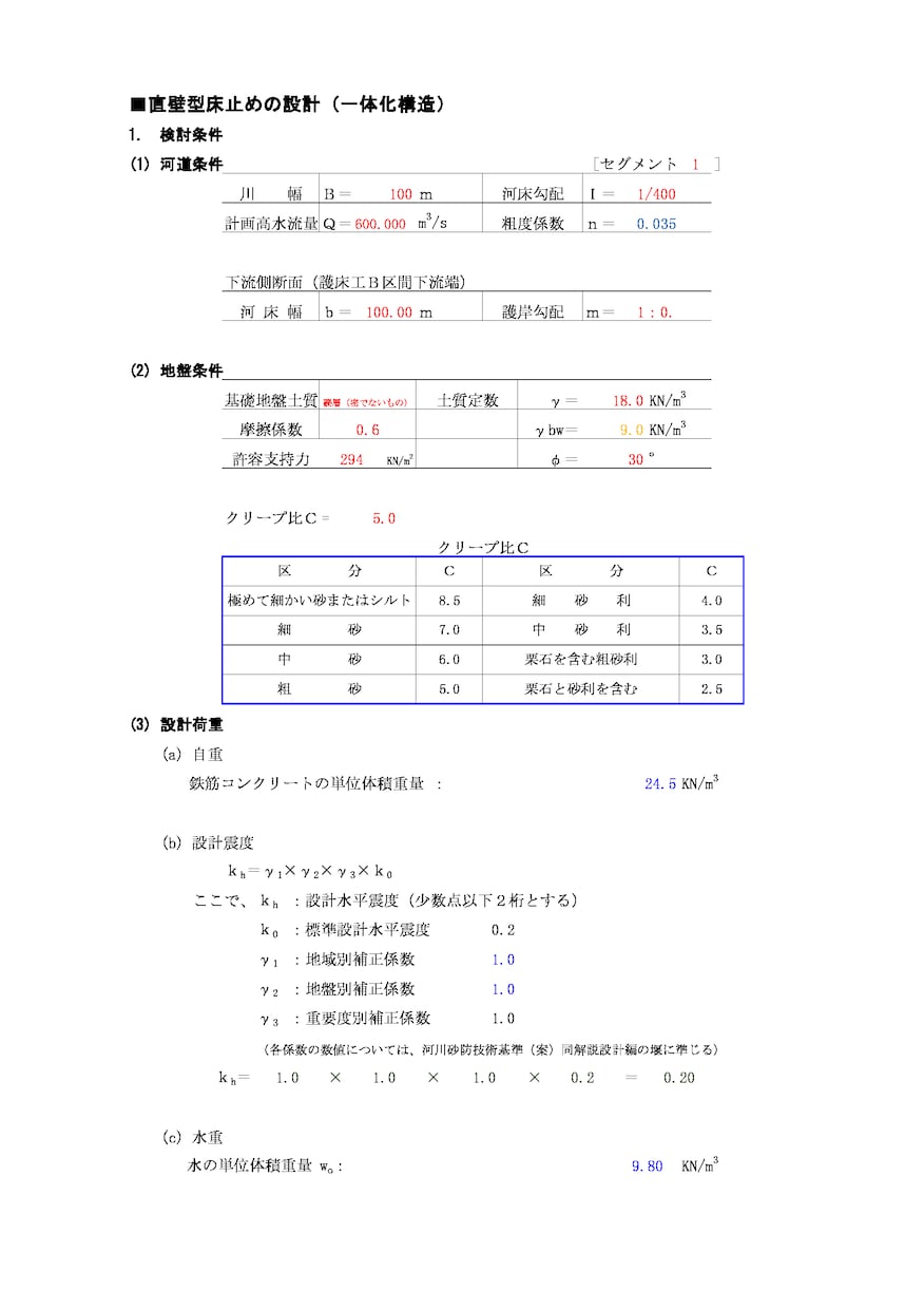 直壁型床止め・堰の設計を行います 技術士が土木ビジネスの支援で水理・構造計算をします イメージ1