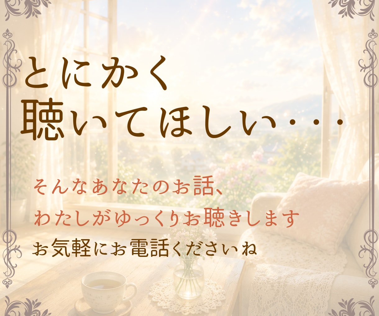 じっくりでも、ちょっと数分でも♪お悩みお聴きします 母のように、祖母のように。あなたの心にそっと寄り添います。 イメージ1