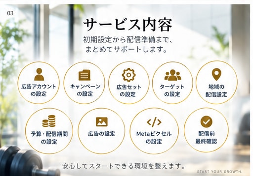 フィットネス特化！Meta広告の初期設定をします ジム・ヨガ等のInstagram・Facebook広告に対応 イメージ3