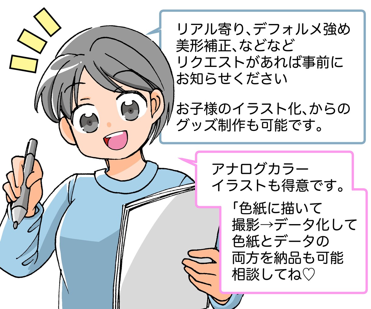写真から人物イラストを作成します 頭身色々 アニメ塗り!顔だけから全身まで お好みで承ります イメージ5