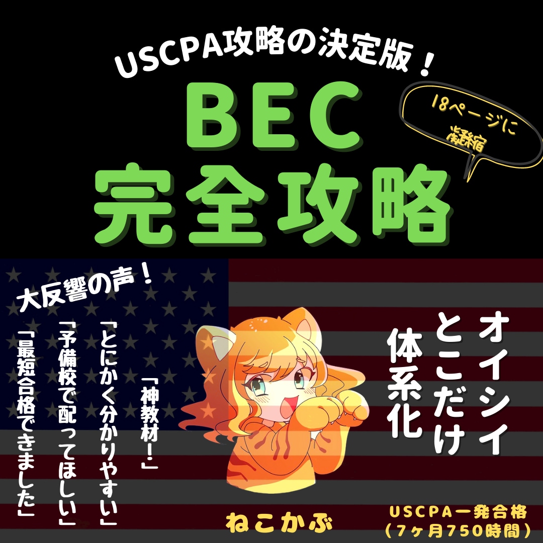 USCPA合格者がBEC攻略ノートを販売します 7ヶ月でUSCPA全科目合格のノウハウを凝縮した完全攻略本